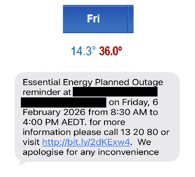All day without power… and it’s 36 deg C&nbsp;outside
